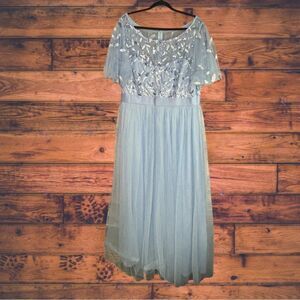 Ever Pretty Baby Blue Mesh Sequined Maxi Dress 3XL (22)- New